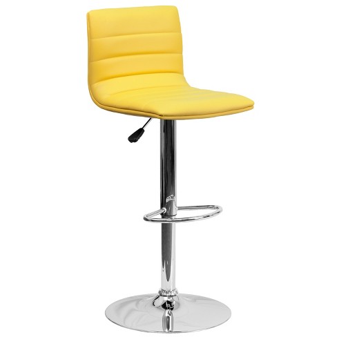 Flash Furniture Modern Yellow Vinyl Adjustable Bar Stool With Back Counter Height Swivel Stool With Chrome Pedestal Base Target