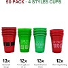 4E's Novelty 16 oz Christmas Cups for Party - 50 Pack Christmas Party Disposable Plastic Cups with Santa & Humorous Quotes Bulk & Holiday Cups - 2 of 4