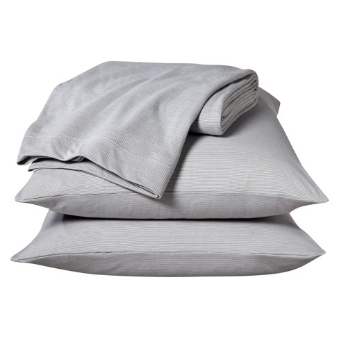 Jersey Sheet Set Queen Gray Stripe Room Essentials