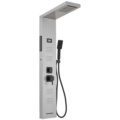BWE 4-Jet Rainfall Shower Tower Shower Panel System with Rain Waterfall Shower Head and Shower Wand