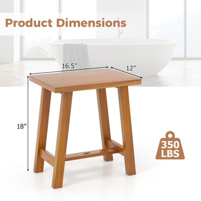 Costway Teak Shower Bench, Bathroom Shower Stool for Shaving Legs & Spa Bath Natural