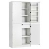 MAYEERTY 72" Farmhouse Kitchen Pantry, 8 Door Shelves Curved Design, Kitchen Dining Bathroom, White - 2 of 4