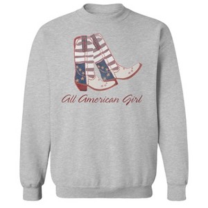 Social Collective Men's All American Girl Americana 4Th Of July Long Sleeve Graphic Cotton Pullover Sweatshirt - 1 of 4