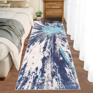 Washable Abstract Rug, Modern Low Pile Area Rug for Living Room, Bedroom, Nursery, Office, Non-Slip Neutral Farmhouse Distressed Floor Cover. - 1 of 4