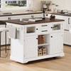 Lycvki 54.9" Kitchen Island on 4 Wheels with Drop Leaf and 4 Door Shelves for Kitchen, Dining Room - 2 of 4