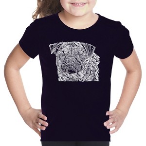 LA Pop Art Girl's Word Art T-shirt - Pug Face - 1 of 4