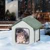 VEVOR Elevated Heated Cat House, Outdoor Kitty Shelter with Adjustable Temperature and Timer, 600D Oxford Cloth Foldable Cat Shelter, Green (Small) - 2 of 4
