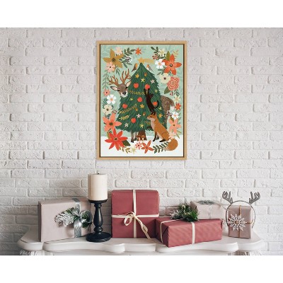 Natural Framed Canvas Art with Birds and Branches, 18x24
