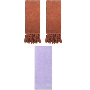 REGALWOVEN 3 Packs Striped and Tassels Hand Towels for Bathroom 14" x 30" - 1 of 4