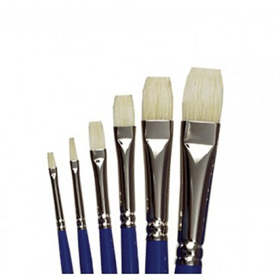 Creative Mark 6 Piece Flat Short Handle Paintbrush Set, Perfect for Oil and Alkyd Painting, Traveling & Workshops