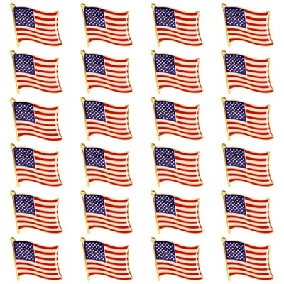 Glamlily Juvale American Flag Lapel Pins, 24-Piece Metal Patriotic Pin ...