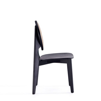 Black and Natural Cane Wood Side Chair