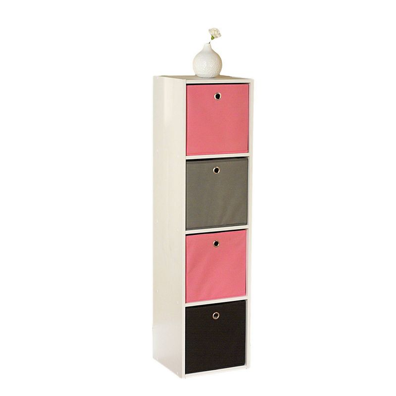 4.25" Utility Bookcase Tower with 4 Fabric Bins - Buylateral, 1 of 7