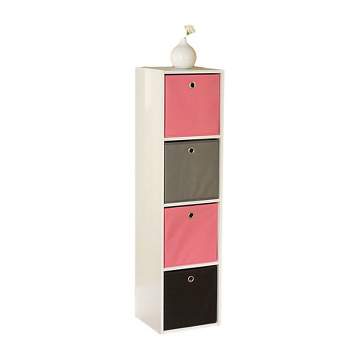4.25" Utility Bookcase Tower with 4 Fabric Bins - Buylateral