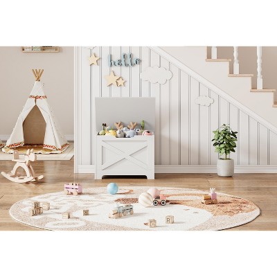 23.6" Storage Chest, Wooden Storage Bench with Safety Hinge, Easy Assembly, Large Toy Chest for Entryway Bedroom