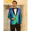 COOFANDY Mens Shiny Sequin Blazer Tuxedo Party Dinner Prom One Button Suit Jacket - 2 of 4