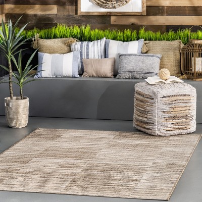 Reversible Striped Synthetic 64" Rectangular Easy-Care Area Rug