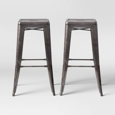 Set of 2 29&#34; Carlisle Backless Barstool Distressed Metal - Threshold&#8482;