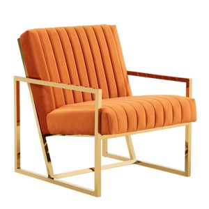 LeisureMod Velvet Accent Arm Chair with Gold Stainless Steel Legs - Montgomery Series for Living Room, Bedroom, Office - 1 of 4