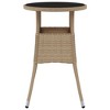 vidaXL Patio Table, 23.6"x29.5" Tempered Glass and Poly Rattan Beige - 3 of 4