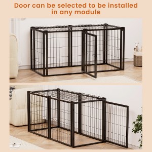 Lyngins Metal Dog Crate with Safe Top Cover, Flexible Door Placement, Dog Kennel for Small Medium Dogs, Puppy Dog Playpen with Top, Indoor Pet Cage - 1 of 4