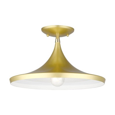 Livex Lighting Waldorf 1 - Light Semi-Flush Mount in  Soft Gold/Polished Brass