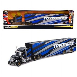 Maisto International LoneStar Enclosed Car Transporter "Toyo Tires" Black with Blue and Gray Stripes 1/64 Diecast Model - 1 of 3