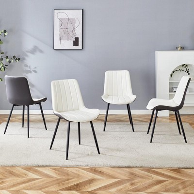 JUJABU Extended Seat Cushion PU Dining Chair Set - Four Pieces