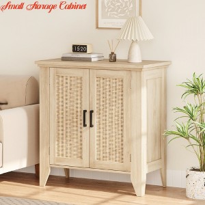 Hallway Sideboard Buffet Cabinet, Rattan Storage Cabinet, Wood Accent Cabinet w/ Door and Shelf, Console Cabinet w/ Storage, Sideboard Cabinet - 1 of 4