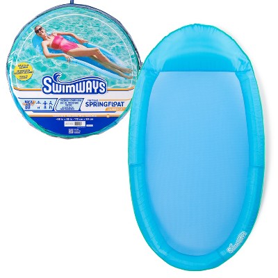 SwimWays Spring Float Inflatable Pool Lounger with Hyper-Flate Valve Blue