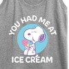 Women's Peanuts You Had Me At Ice Cream Graphic Racerback Tank - Heather Grey - X-Large - 2 of 4