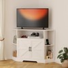 GustoWave Corner TV Stand, 45.3" Mid Century Modern TV Stand with Power Outlet & Storage for Living Room, Bedroom, White - 4 of 4