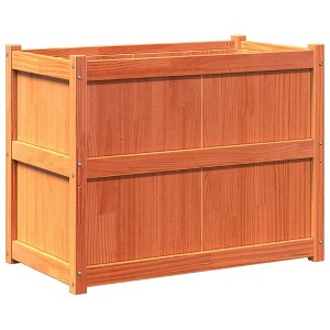 vidaXL Garden Planter Solid Pine Wood Decorative Flower Box - Wax Brown, 35.4"x19.7"x27.6", Ideal for Gardens, Balconies, or Patios - 1 of 4
