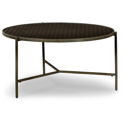 Doraley Coffee Table Black/Gray/Brown/Beige - Signature Design by Ashley: Honeycomb Top, Glazed Metal Base