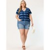 Agnes Orinda Women's Plus Size V Neck Short Sleeve Casual Stripe Tie Dye Basic T-Shirts - 3 of 4