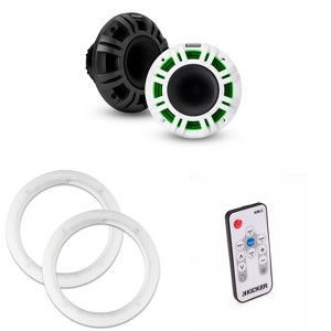 Kicker 48KMXL654 LED 6.5" Horn-Loaded Marine Coax with a Pair of 50KLSR65 6.5 Led Speaker Ring & LED Remote Bundle - 1 of 4
