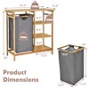 Costway Laundry Hamper Basket Table Bamboo w/Storage Shelves and Sliding Bag - 3 of 4