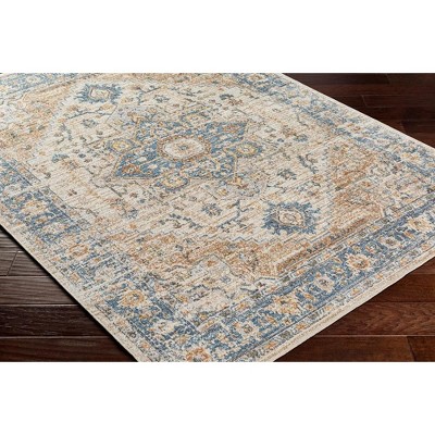 Estill Blue and Beige Washable Polyester Runner Rug 2'7" x 7'3"