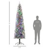 9 ft Pencil Christmas Tree, Pre-Lit Flocked Xmas Tree with Dual Color LED Lights, 895 Tips and Metal Stand - 3 of 4