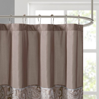 Charlotte Blue and Brown Jacquard Paisley Shower Curtain