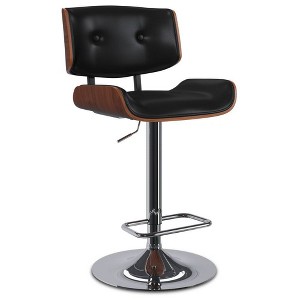 Mountclair Adjustable Barstool Black - WyndenHall: Mid-Century, Swivel, Faux Leather, Footrest, Plywood & Metal Frame - 1 of 4