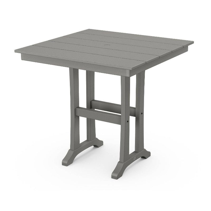 POLYWOOD Square Farmhouse Trestle Outdoor Patio Counter Height Table, 1 of 3