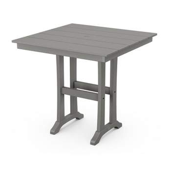 POLYWOOD Square Farmhouse Trestle Outdoor Patio Counter Height Table