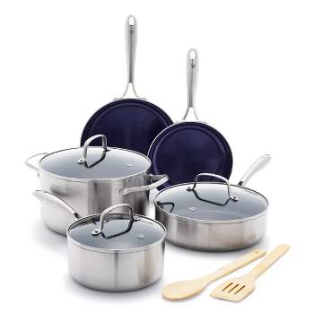 Granitestone Blue Stainless Steel 10 Piece Cookware Set : Target