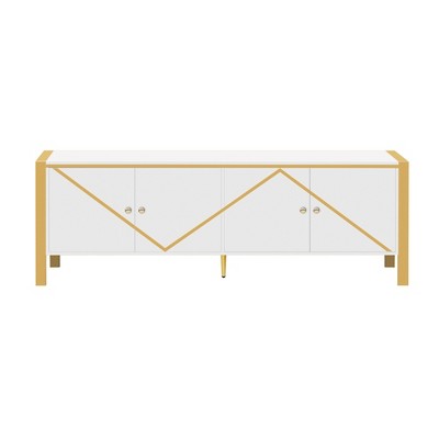 FONTOI 70.9'' TV Stands for Televisions up to 75", Entertainment Center with 2 Spacious Cabinets for Living room, White, 15.7"*24"*70.9"