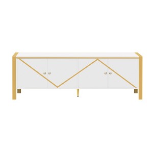 FONTOI 70.9'' TV Stands for Televisions up to 75", Entertainment Center with 2 Spacious Cabinets for Living room, White, 15.7"*24"*70.9" - 1 of 4