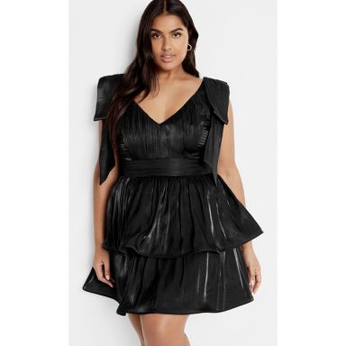 alaina strapless wrap bow mini dress Black Strapless Mini Dress