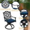 CLIHOME Cast Aluminum Patio Vintage Carved 360°Swivel Cushions Chairs(Set of 2) - 3 of 4