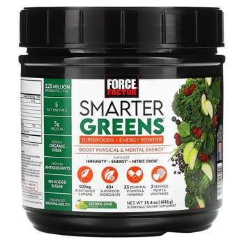 Force Factor Smarter Greens, Superfoods + Energy Powder, Lemon-Lime, 15.4 oz (436 g)