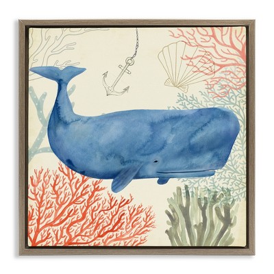 Stupell Industries Underwater Whimsical Whale Watercolor, 25" x 25"